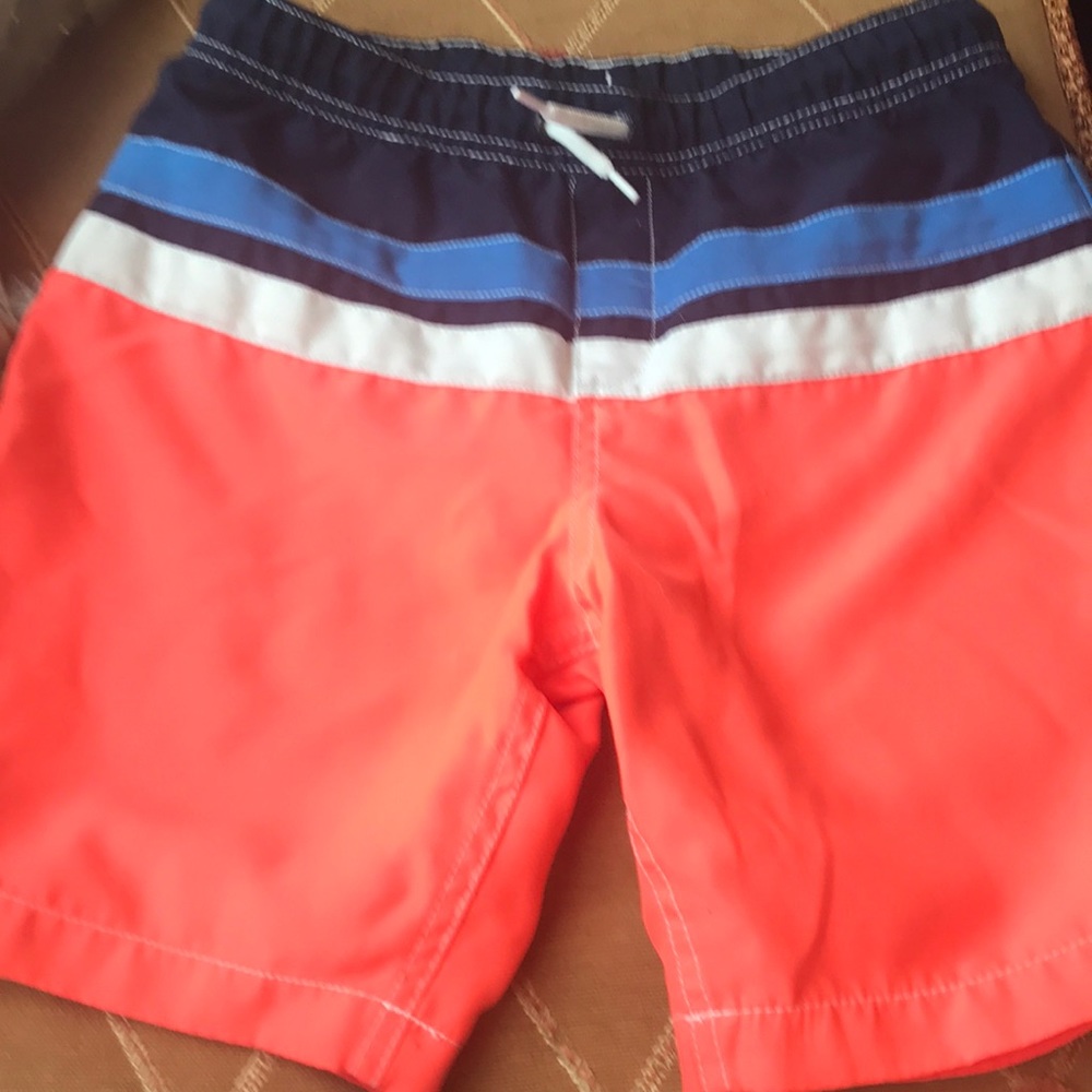 Boy’s Lands End Orange Blue Swim Trunks Size 8H
